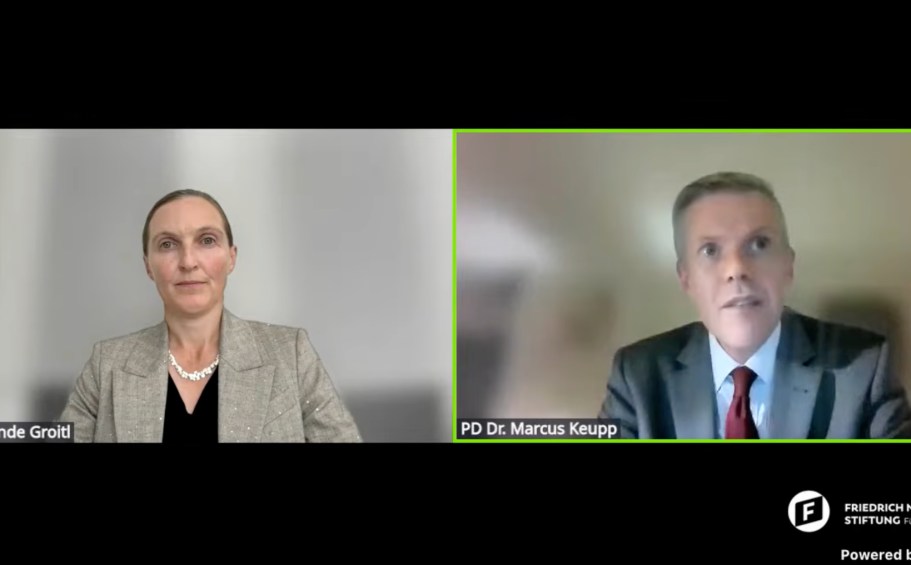 Screenshot Fokus Sicherheitspolitik Digitales Gespräch zwischen Groitl und Keupp